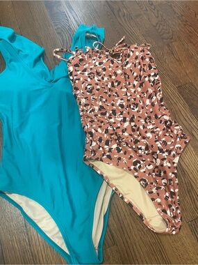 Old Navy Teal one piece and Animal print one piece swimsuit
